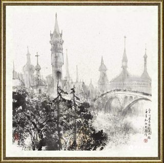 刘大为_雨中的卢森堡阿道夫桥Adolphe Bridge of Luxembourg in Rain